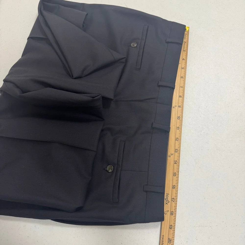 Ralph Lauren Mens Dress Pants Navy Blue Flat Front Complete‎ Comfort 37x27.25